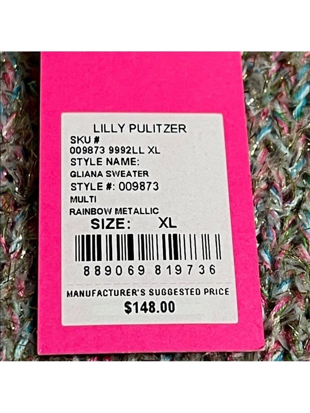 Lilly Pulitzer Gliana Sweater. Pastels with gold thread. NWT. XL - Picture 8 of 9
